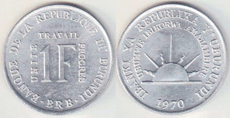 1970 Burundi 1 Franc (Unc) A004083